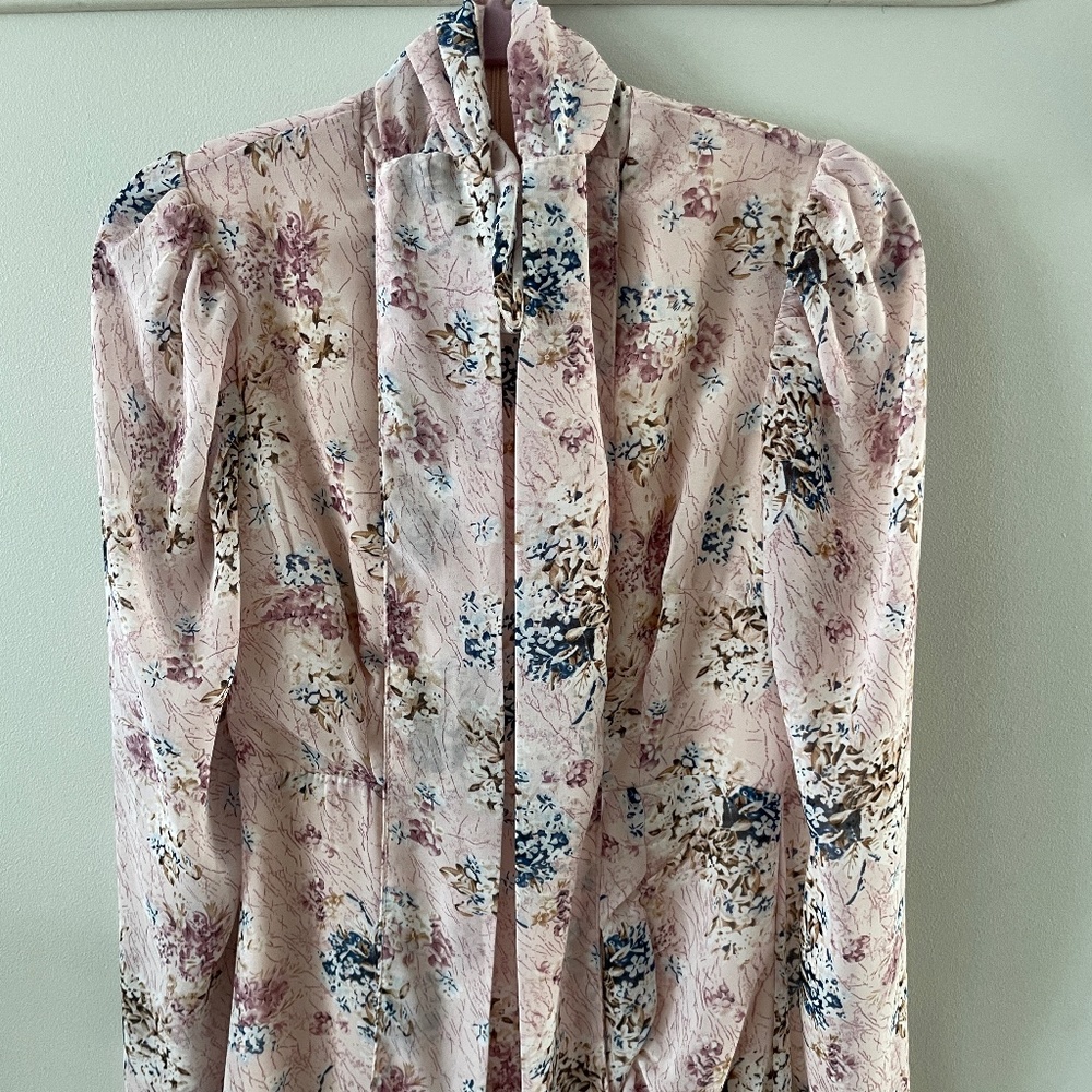 Pink Floral Chiffon Tea Dress